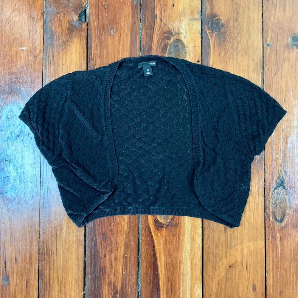 H&M Black Crochet 3/4 Cardigan